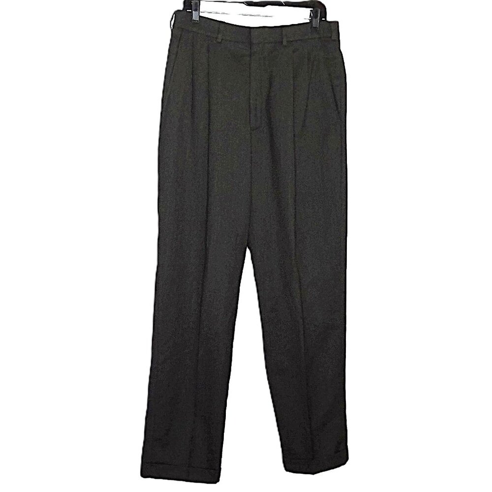 Men's Savane Pants Slacks Trousers Dark Greenish Gray Wool Blend Sz 34 / 32